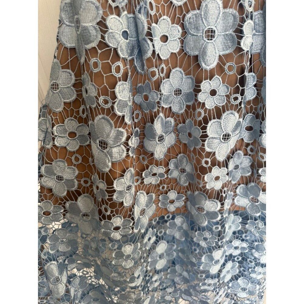 Self-Portrait Flower Garden Guipure Lace Dress in Light Blue Size US 4 Fairy - Picture 9 of 12